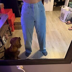 Old Navy Embroidered rose Light Blue Jeans